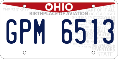 OH license plate GPM6513