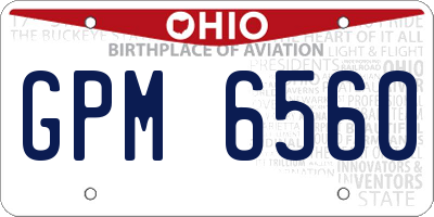 OH license plate GPM6560