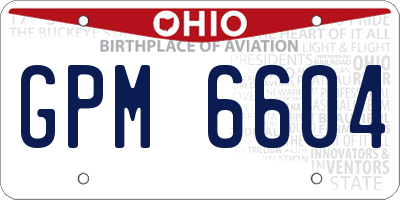 OH license plate GPM6604