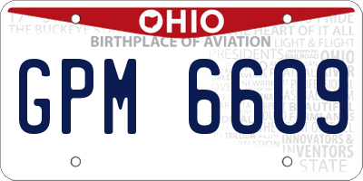 OH license plate GPM6609
