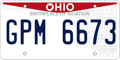 OH license plate GPM6673