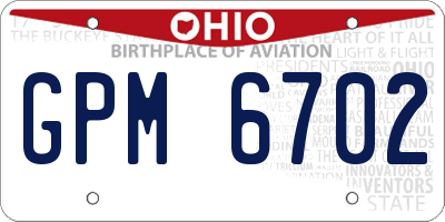 OH license plate GPM6702