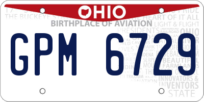 OH license plate GPM6729