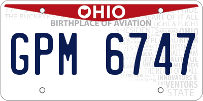 OH license plate GPM6747