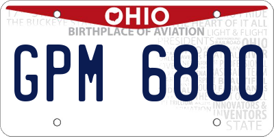 OH license plate GPM6800