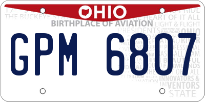 OH license plate GPM6807