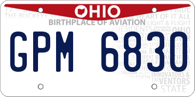 OH license plate GPM6830