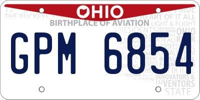 OH license plate GPM6854