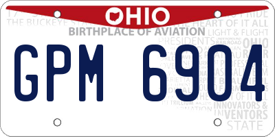 OH license plate GPM6904