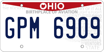 OH license plate GPM6909