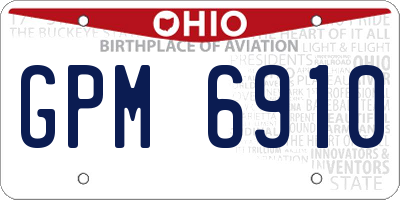 OH license plate GPM6910