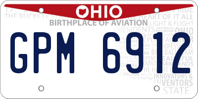 OH license plate GPM6912