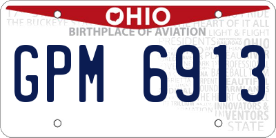 OH license plate GPM6913