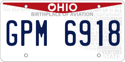 OH license plate GPM6918