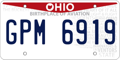 OH license plate GPM6919