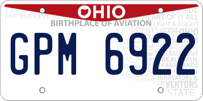 OH license plate GPM6922