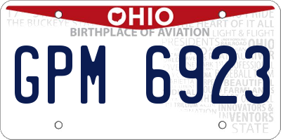 OH license plate GPM6923