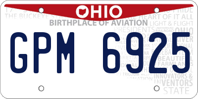 OH license plate GPM6925