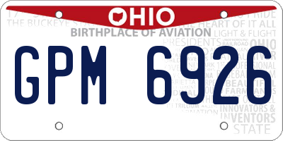 OH license plate GPM6926
