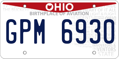 OH license plate GPM6930