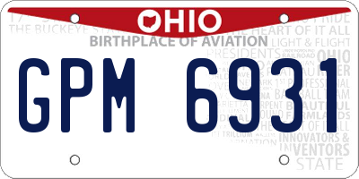 OH license plate GPM6931
