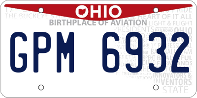 OH license plate GPM6932