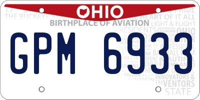 OH license plate GPM6933