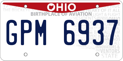 OH license plate GPM6937