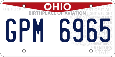 OH license plate GPM6965