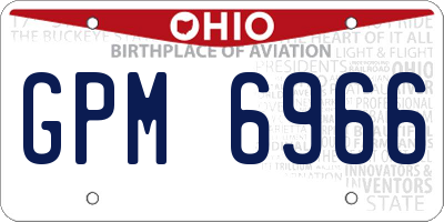 OH license plate GPM6966