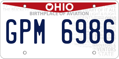 OH license plate GPM6986