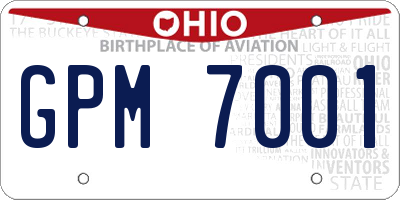 OH license plate GPM7001