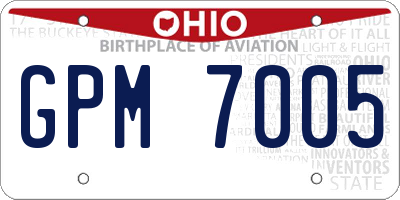 OH license plate GPM7005