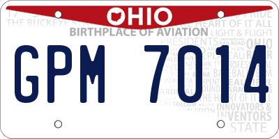 OH license plate GPM7014
