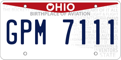 OH license plate GPM7111
