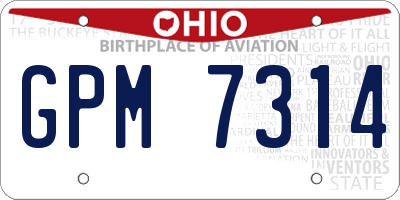 OH license plate GPM7314