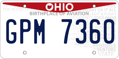 OH license plate GPM7360