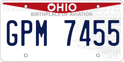 OH license plate GPM7455
