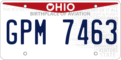 OH license plate GPM7463