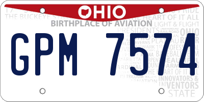 OH license plate GPM7574