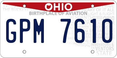 OH license plate GPM7610