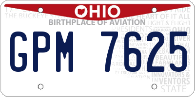 OH license plate GPM7625