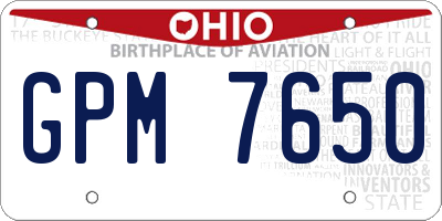 OH license plate GPM7650