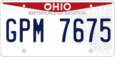OH license plate GPM7675
