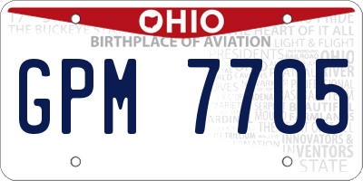 OH license plate GPM7705