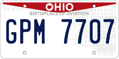 OH license plate GPM7707