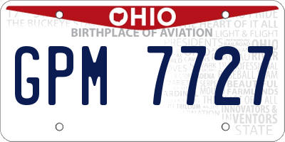 OH license plate GPM7727