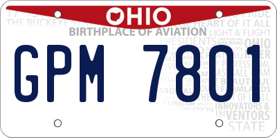 OH license plate GPM7801
