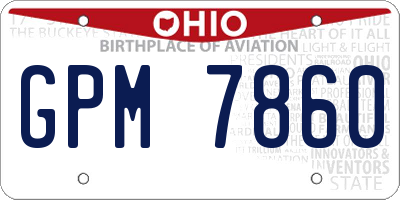 OH license plate GPM7860