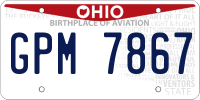 OH license plate GPM7867